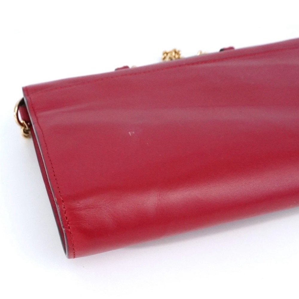 Gucci Zumi Red Shoulder Bag with Gold Chain 2 way Bag Preowned - Picture 13 of 17